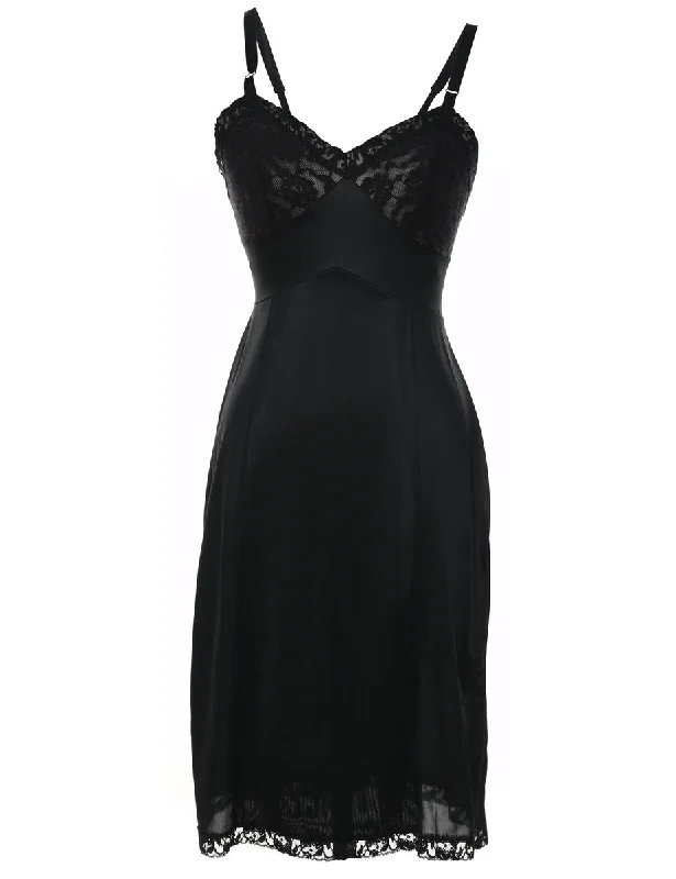 Black Classic Lace Slip Dress - XS Sophisticated Women's 