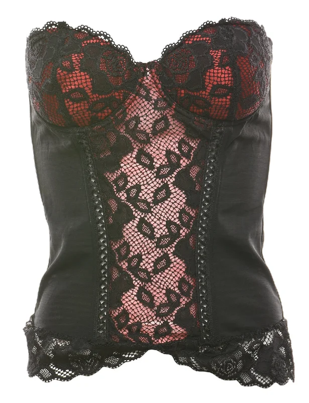 Black & Red Classic Lace Corset - S Traditional Women's Wool