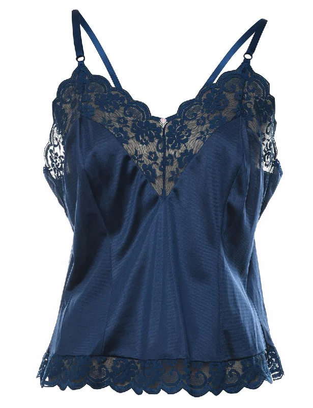Navy Lace Trim Cami Top - S Earthy Women's 