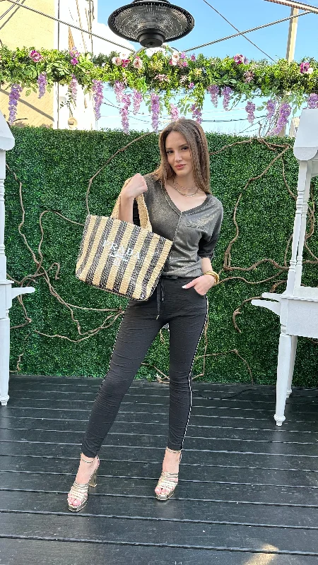 Novelty Top with Gold Foil Modern Women's 