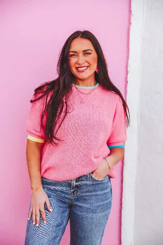 Jade Top-Pink Casual Women's Loose - fitting