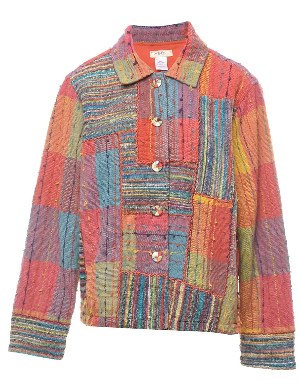 Patchwork Multi-Colour Tapestry Jacket - L Cozy Women's Winter