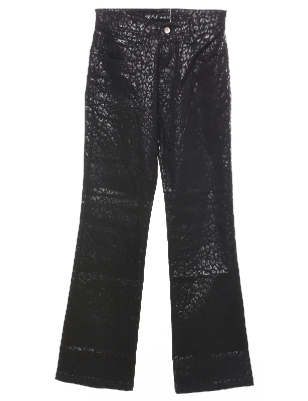 Revolt Black Patterned Trousers - W25 L31 Contemporary 