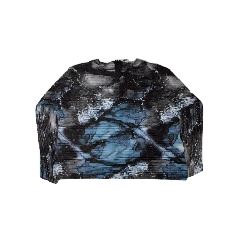 Blue Perla Ruffle Art Top Classic Women's Pin - striped