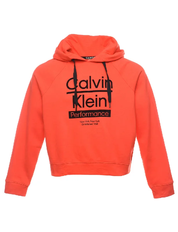 Cropped Calvin Klein Black & Red Printed Hoodie - M Bohemian Women's Free