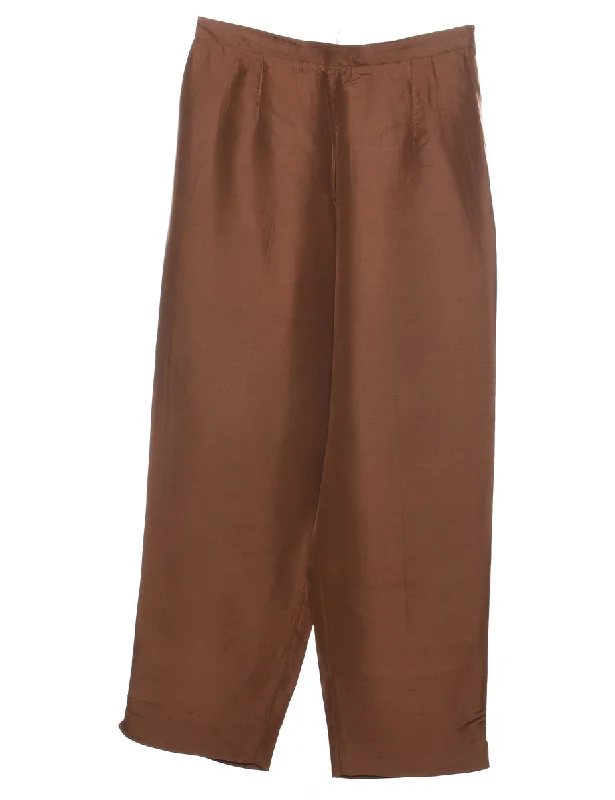 Dark Brown High Waist Trousers - W26 L26 Athletic Women's High - 
