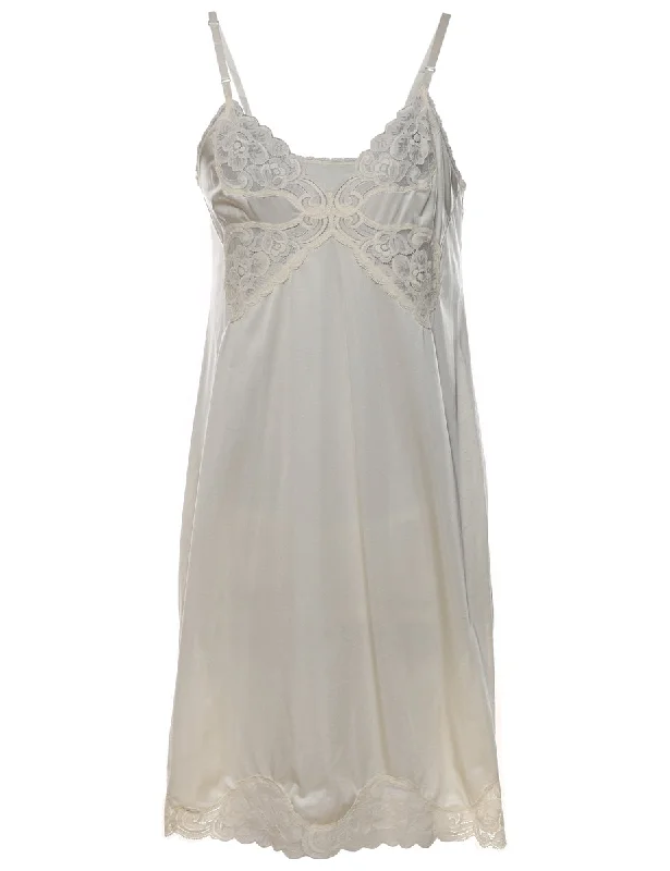 Off-White Lace Trim Slip Dress - M Modern Women's Tech