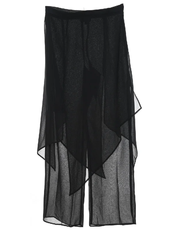 Black Flared Leg Palazzo - W28 L27 Stylish Women's Neon