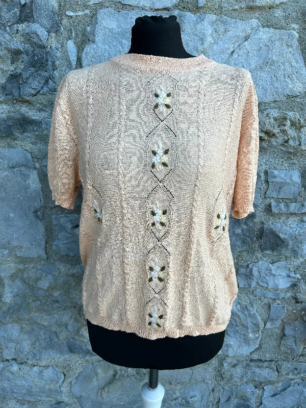 90s peach knitted top uk 12-14 Business