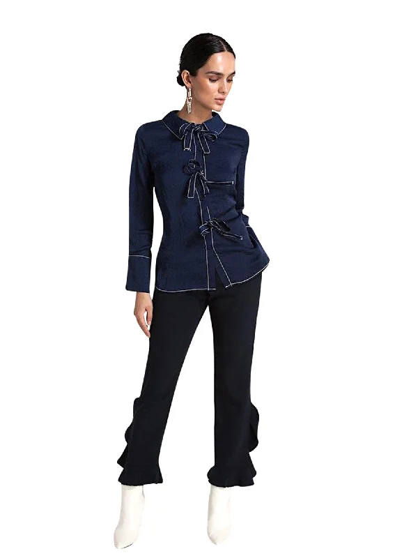 Cistar Shea Front Tie Bows Blouse French