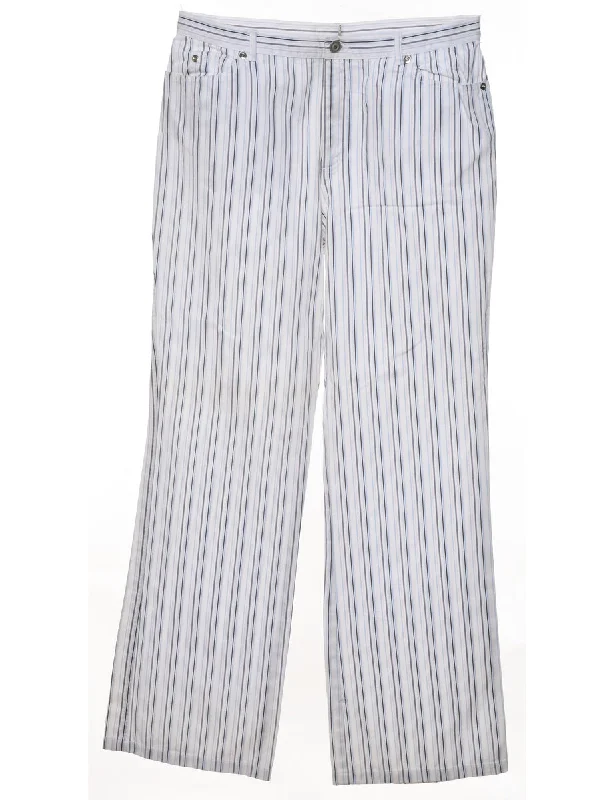 White Striped Trousers - W32 L32 Feminine Women's Soft 