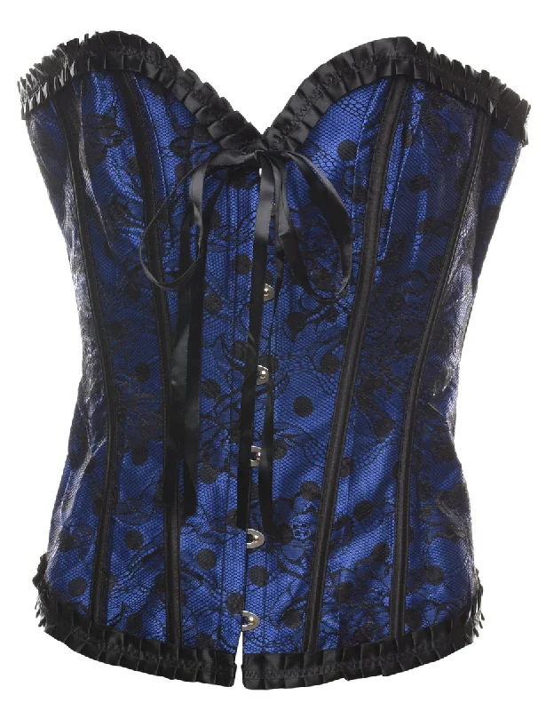 Black & Blue 1990s Lace Corset - M Stylish Women's Neon