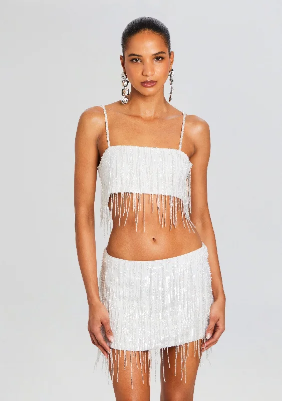 Saylor Sequin Fringe Top Streetwear Style for 