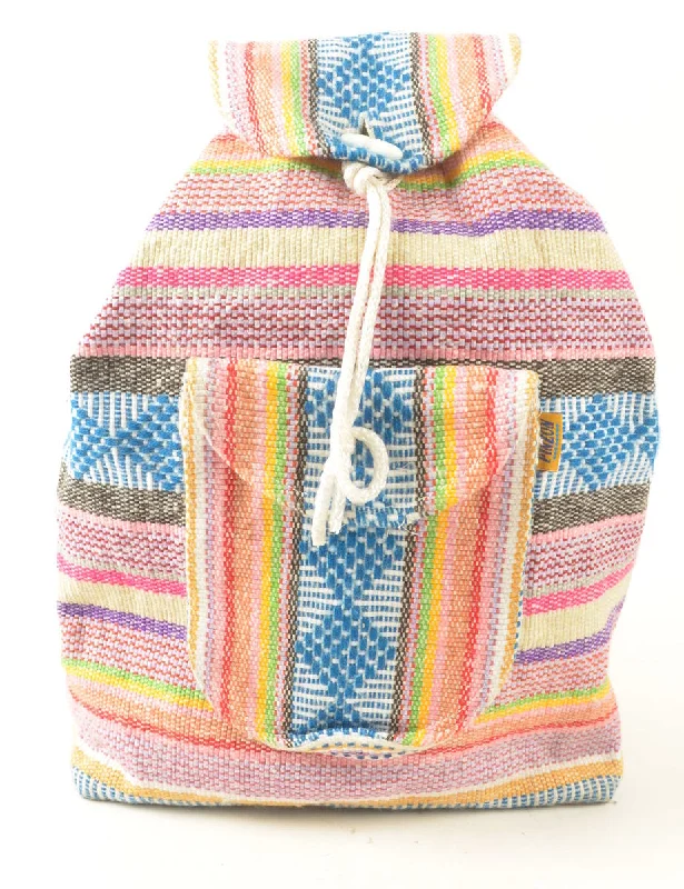 Striped Hippy Style Multi-Colour Woven Backpack - M Refined Women's 