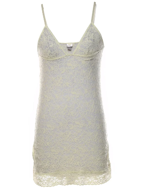 Pale Yellow Lace Slip Dress - XS Sleek Women's 