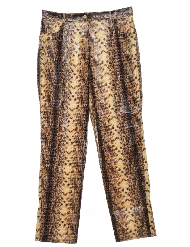 Snakeskin Pattern Trousers - W32 L30 Cashmere