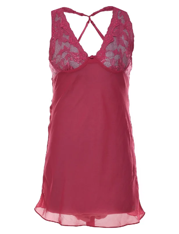 Pink Lace Boned Babydoll - S Edgy Women's Punk