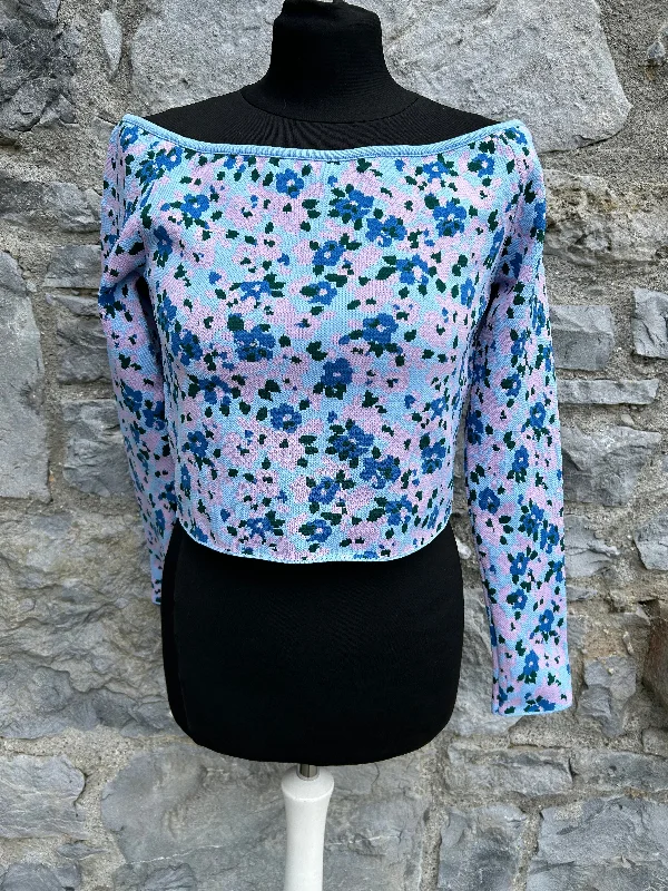 Blue floral low shoulders top uk 12 Australian Beach