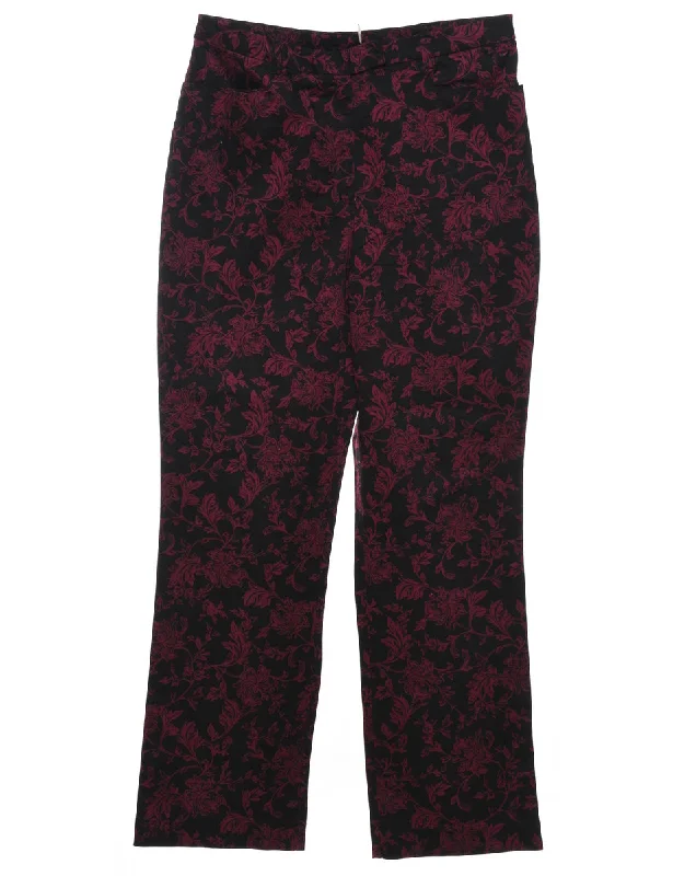 Floral Print Trousers - W31 L30 Refined Women's Hand - crafted