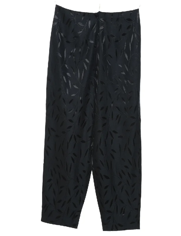 Black High Waist Leafy Print Trousers - W29 L28 Geometric