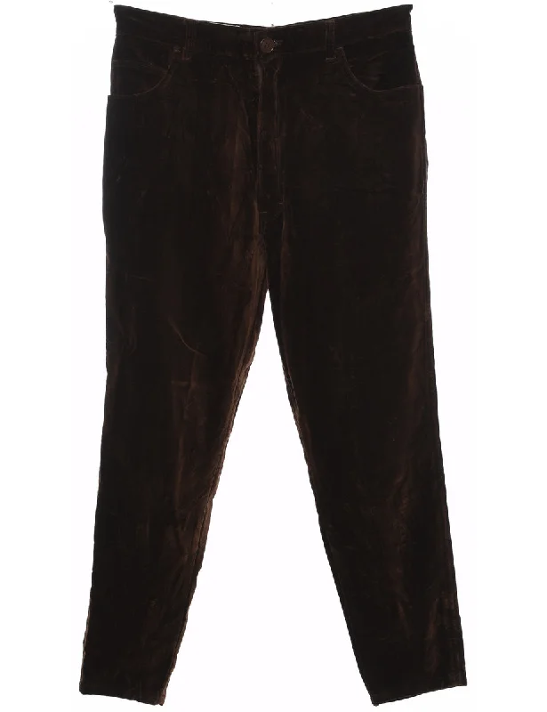 Dark Brown Velvet Trousers - W32 L27 Gym