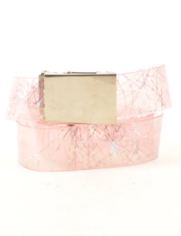 Pale Pink Sparkly Fashion Belt - L Trendy Women's Oversized