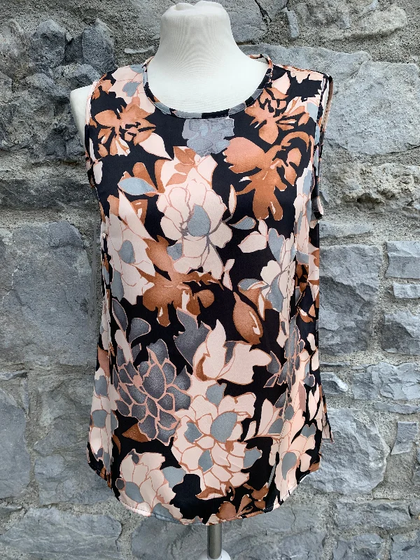 Brown floral top  uk 12 Classic Women's Tweed