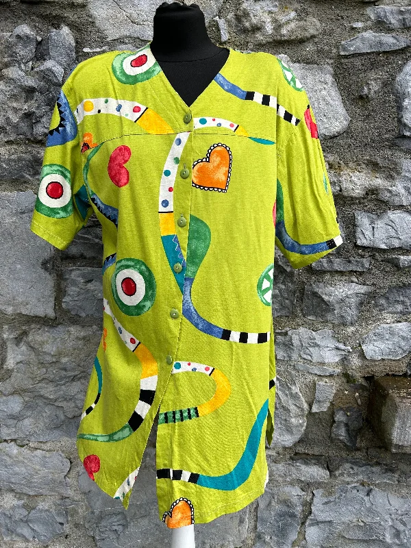 80s green abstract shirt uk 12-14 Cozy Women's Winter