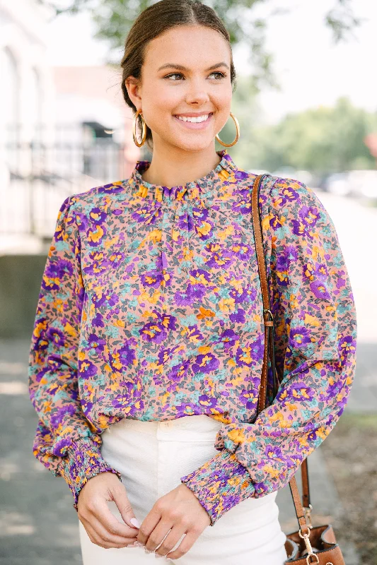 Can't Change Purple Ditsy Floral Blouse Practical Women's Multi - 