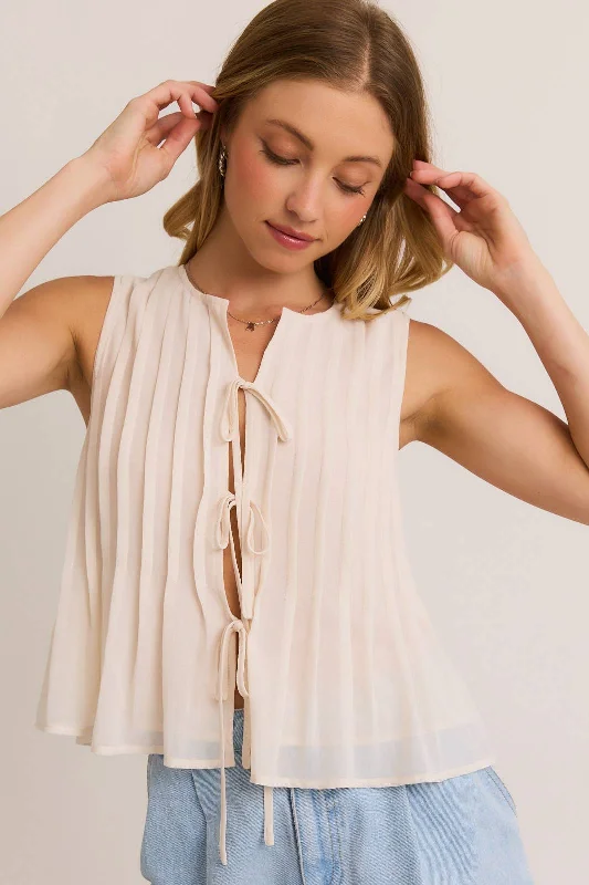 TUCK DETAIL SLEEVELESS TOP: CREAM Bold Women's Statement