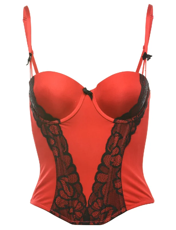 Black & Red Contrast Bustier - S Disco