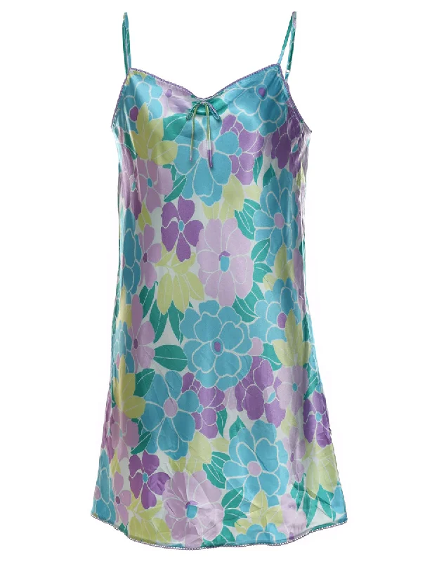 Floral Print Multi-Colour Y2K Slip Dress - M Dynamic Women's Moto