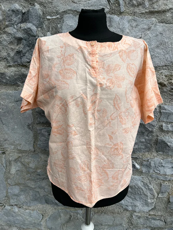90s peach floral top uk 10 Laid - back Women's Style