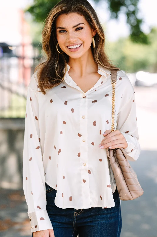 Don't You Wait Cream White Polka Dot Blouse Dynamic Women's Moto