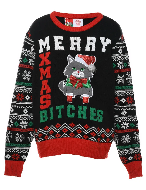 Festive Gifts & Cat Design Christmas Jumper - XL Street