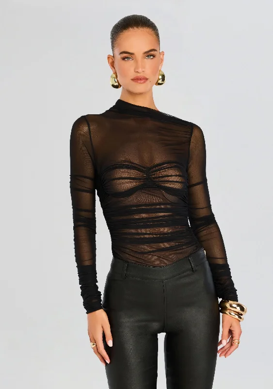 Mila Ruched Bodysuit with Asymetric Neck Sharp Women's Italian