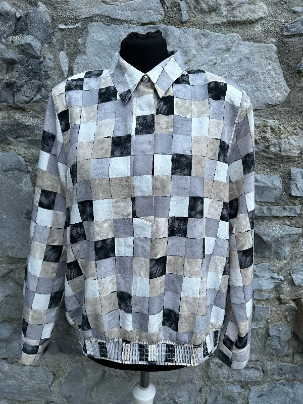 80s grey check blouse uk 12-14 Vintage Women's 1970S 