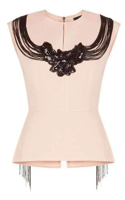 Virginie Beaded Fringe Peplum Top Artistic Women's Avant - 