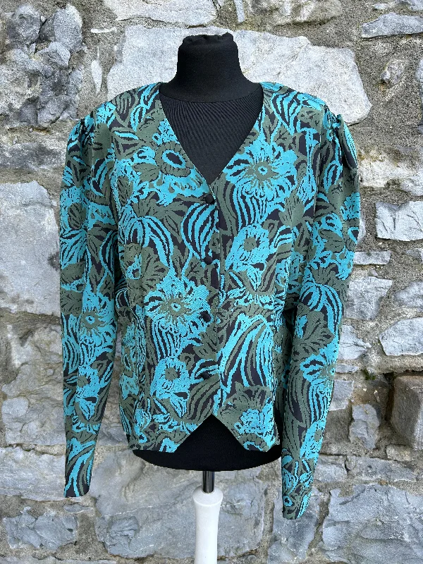 80s teal flowers blouse uk 12 Streetwear Style for 