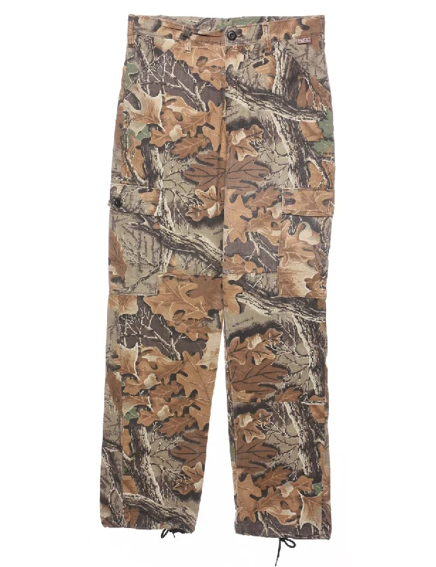 Camouflage Print Cargo Trousers - W28 L31 Dapper Women's 1920S