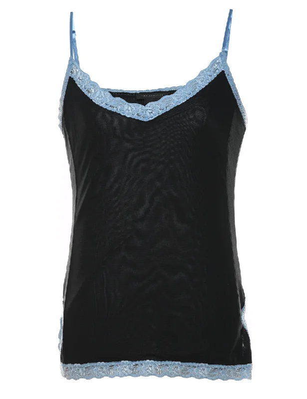 Black & Blue Lace Trim Camisole - S Stylish Women's Tropical 