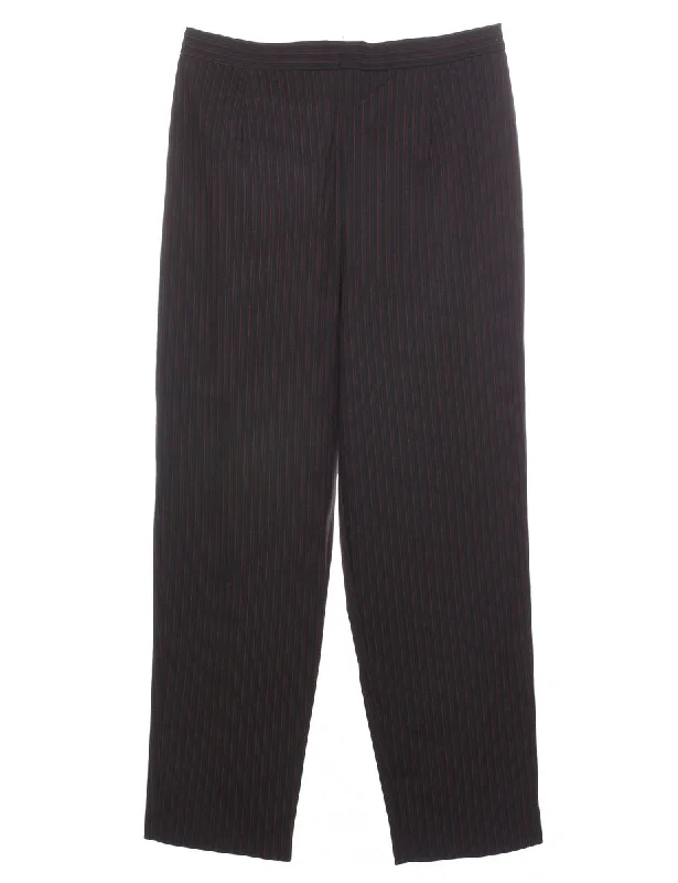 Black Pinstriped Trousers - W30 L29 Casual Women's Japanese 