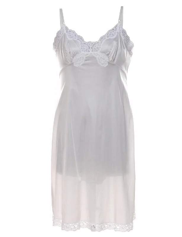 White Lace Trim Slip Dress - S Vacation