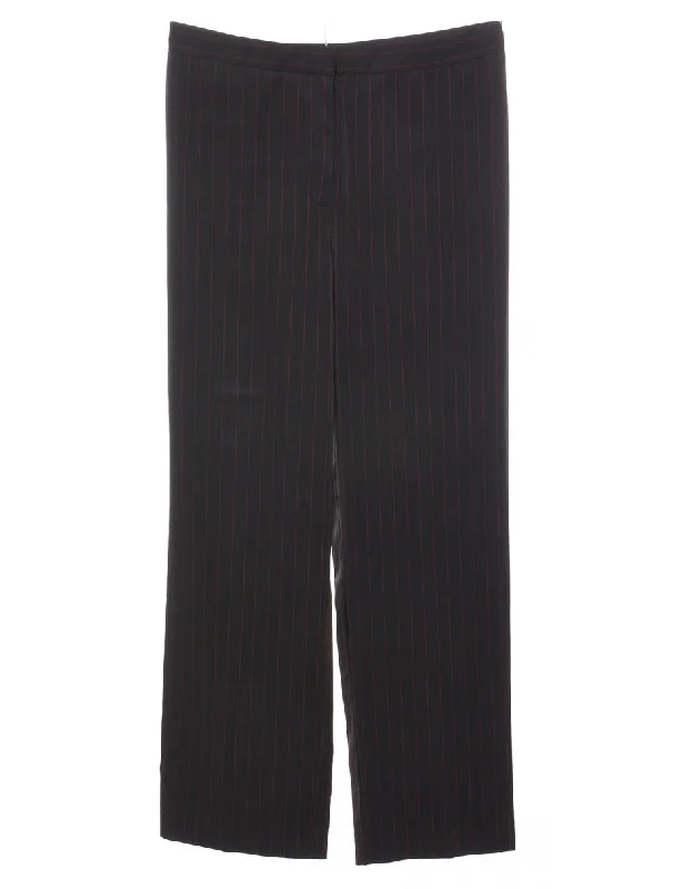 Black Pinstriped Trousers - W31 L29 Modern Women's 