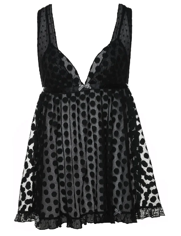 Black Polka Dot Print Victoria's Secret Babydoll - M purpose