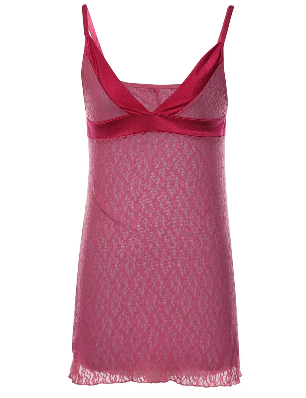 Pink Lace Y2K Slip Dress - XS Hip Women's Urban
