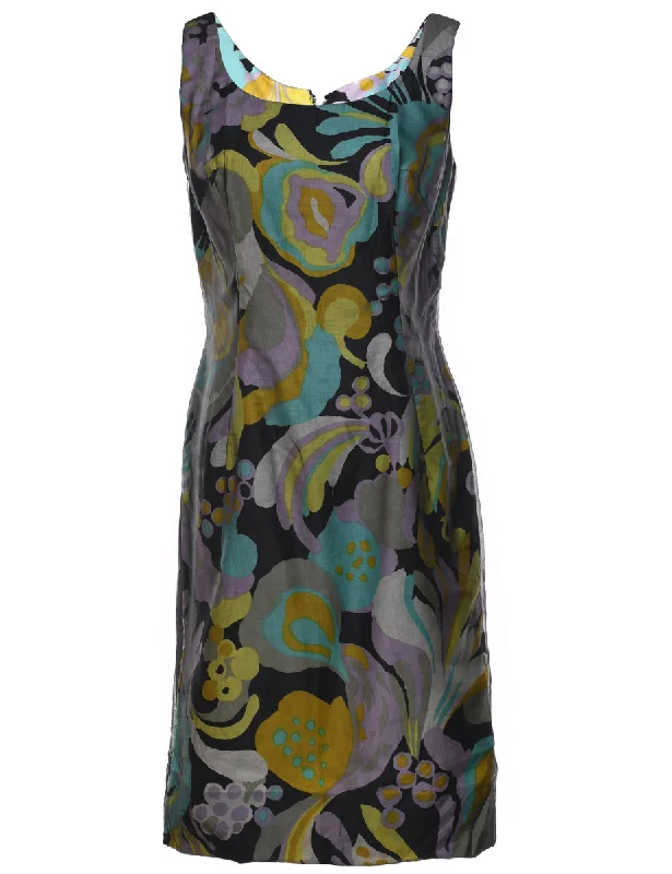 Multi-colour Abstract Print 1960s Dress - S Practical Women's Quick - dry
