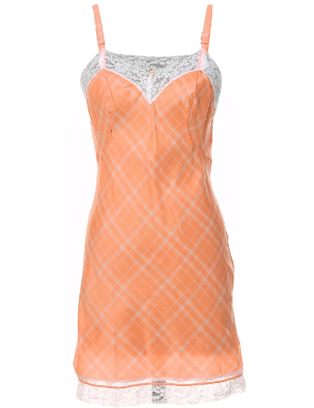 Checked Pattern Slip - M Artistic Women's Hand - painted