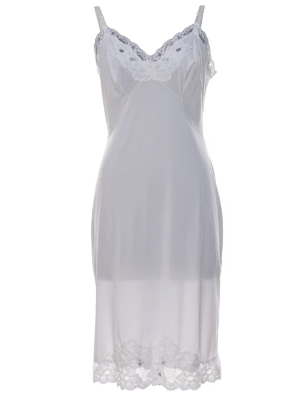 White Lace Classic Slip Dress - S Refined Women's 