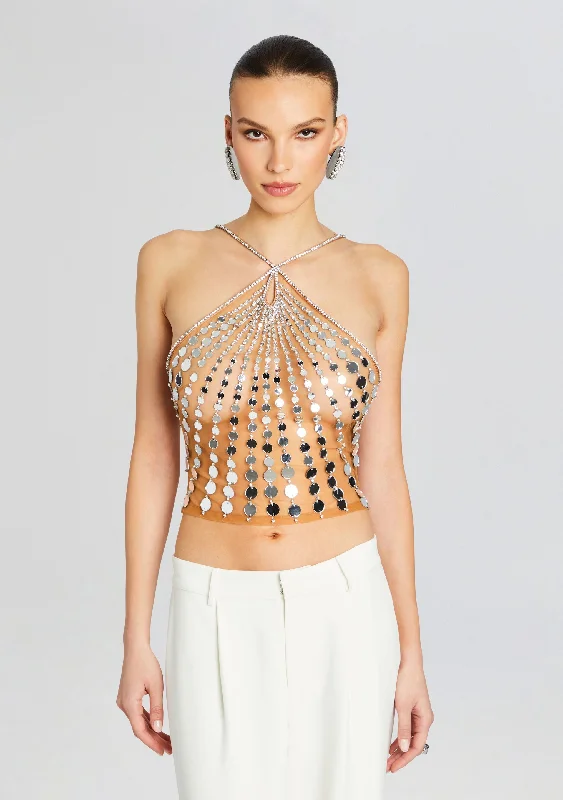 Sabel Embellished Top Monochromatic Office Style